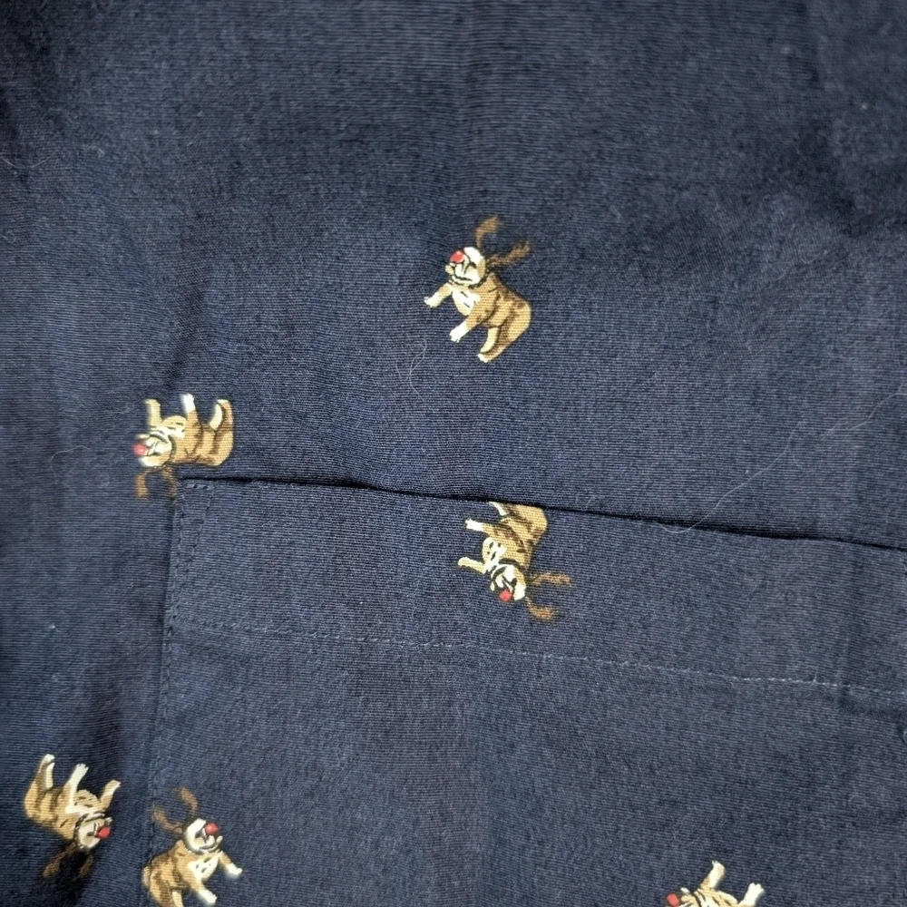 J. Crew Reindeer Dog Flex Fit Short Sleeve Button Down